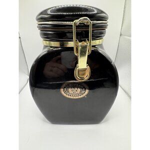 European Coffeehouse Collection Ceramic Canister Jar Gold Clamp Kitchen Storage